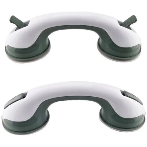 Barres d'appui pour salle de bain (lot de 2) avec ventouses 30 cm - poignée sûre, sans perçage, convient aux douches et baignoires - antidérapantes, adaptées aux personnes âgées et aux enfants, vertes (1/4)