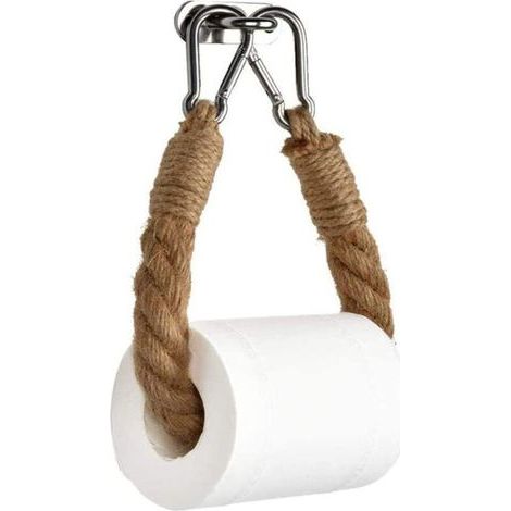 Porta carta igienica, porta asciugamani in corda di canapa con griglia di raffreddamento per bagno e cucina. (1/5)