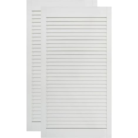 Juego de 2 puertas de lamas puertas de armario puertas de estantería revestimiento de armario armario blanco 99,3 x 39,4 cm madera maciza de pino 020003911 (1/5)