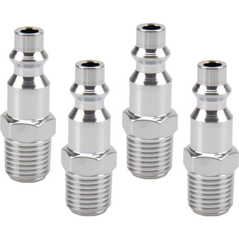 Druckluft-Schnellkupplung, 4 Stück 1/4"-Schnellkupplung (amerikanisches Außengewinde), amerikanische Druckluft-Kompressordüse für Druckluft- und Kompressorschlauchanschluss, pneumatische Verschraubung