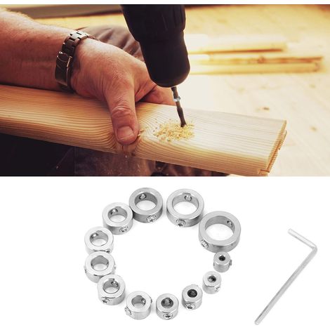 Butee De Foret Ensemble D'arrêt De Forage, 12pcs 3-16mm Perceuse En Acier Inoxydable Jeu Colliers Butée Profondeur Anneau Limite Perçage (1/5)