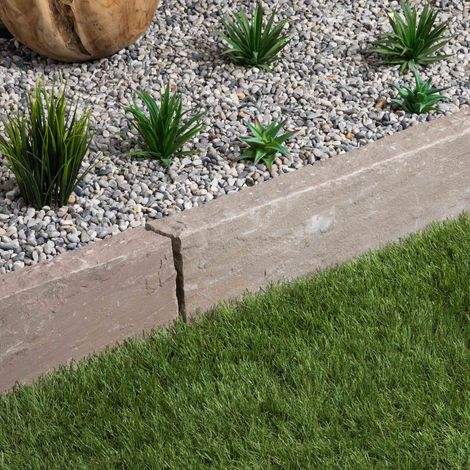 Bordure de jardin en pierre naturelle Grès Kandla – Dimensions 100x20x8 cm – Couleur ocre – Pour aménagement extérieur durable