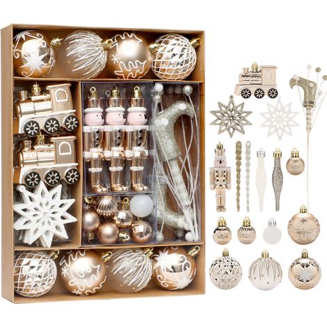 Lot de 50 boules de Noël, décoration incassable flocon de neige, plastique brillant mat, pour sapin de Noël (1/5)