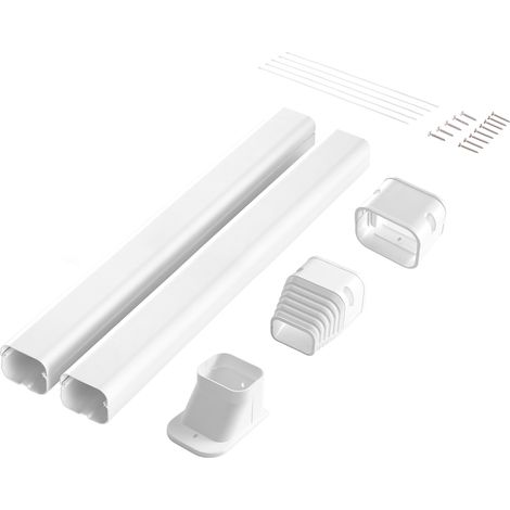 Mophorn Cubierta de Línea Dividida Ancho de 75 mm Largo de 2270 mm Cubierta Decorativa de PVC para Conductos de Aire Acondicionado con 2 Conductos Rectos Pintable para Bombas de Calor, Color de Blanco (1/5)