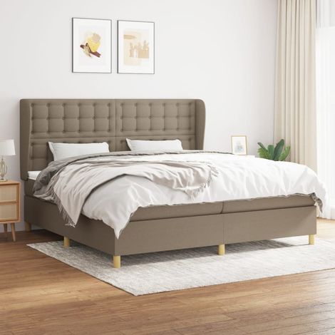 Sommier à lattes de lit avec matelas Taupe 200x200 cm Tissu (1/5)