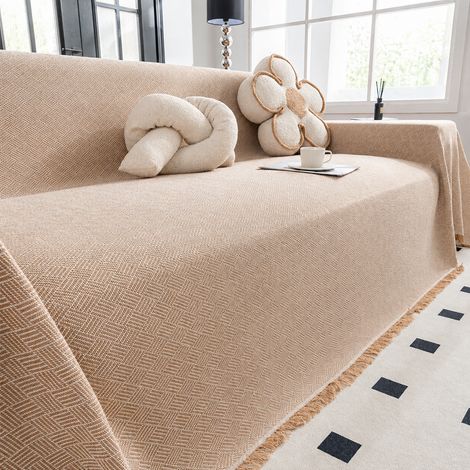 Jeté de Canapé Plaid Kaki Tissage Natté Entrelacé 90 × 210 cm Couvre-Lit Housse Protection Fauteuil 30 × 24 × 2 cm 730 g – Livraison gratuite