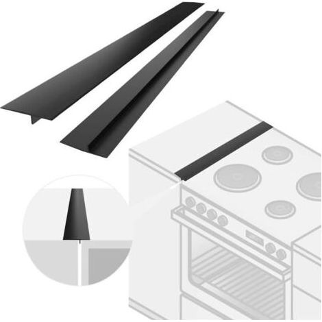 Joint plan de travail cuisine, 2 bandes de 63 cm de long, baguette finition plan de travail cuisine,pour l'étanchéité entre les cuisinières, les fours, les machines à laver (noir) (1/4)