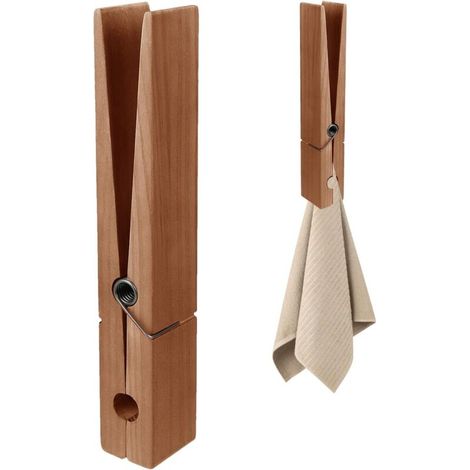 Pinces à linge géantes en bois – Porte-serviettes avec ressort, grandes pinces à vêtements en bois peu encombrantes et robustes pour salon, buanderie et chambre à coucher