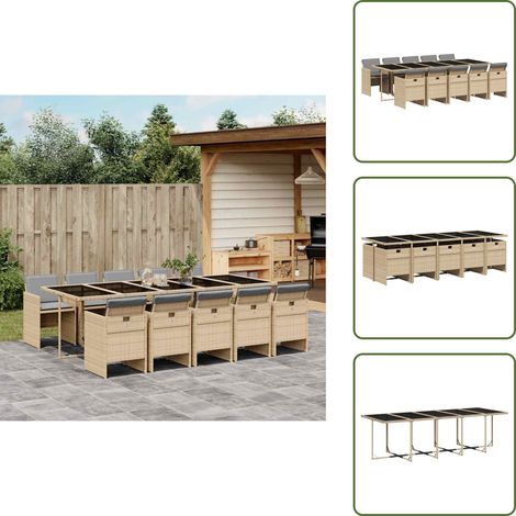 Cuscini per sedie - vidaXL Set Pranzo da Giardino 11 pz con Cuscini Beige Misto Polyrattan - Rattan PE