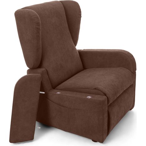 poltrona con recliner e anzata elettrica "dea", marrone, 74x92x102 cm (1/3)