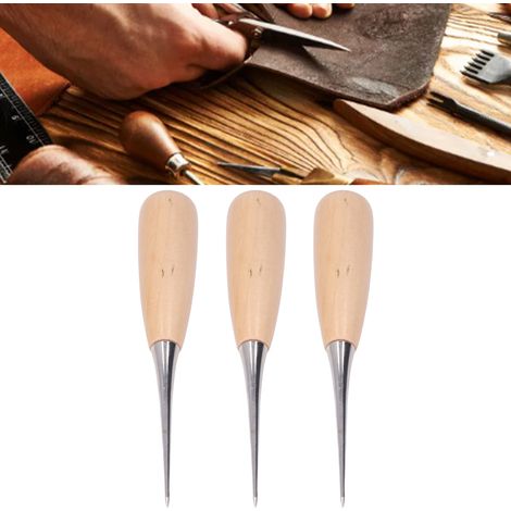 Trois types d'alésoirs en bois massif, des forets de positionnement, des manches en bois massif et des milliers d'alésoirs/forets en bois perforés pour la fabrication d'outils en cuir à faire soi-même (1/5)