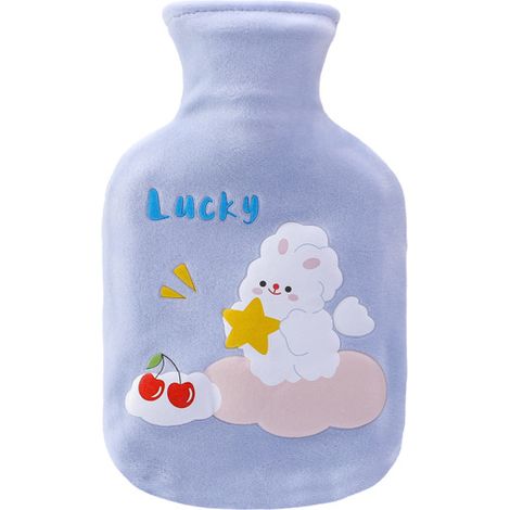Bouteille d'eau en peluche bouteille d'eau chaude pour l'isolation de la bouteille d'eau chaude belle main, 11,5  19cm bleu (1/2)