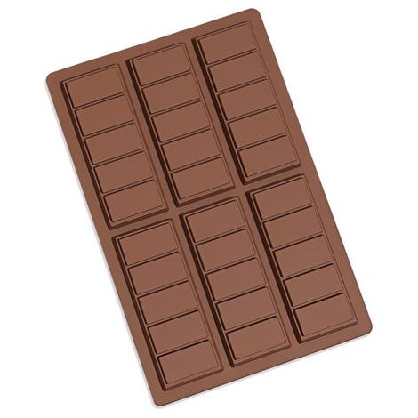 Moules à pâtisserie en silicone - Moules à chocolat - Réutilisables - Silicone - Marron - Six moules à chocolat de 5 carrés chacun (1/5)