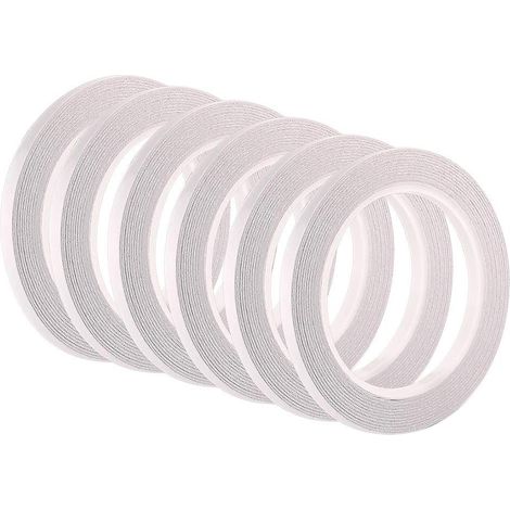 Lot de 6 rouleaux de ruban adhésif double face pour couture, loisirs créatifs et travaux manuels - 6 mm x 50 m chacun (1/5)