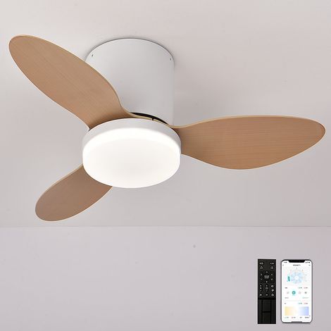 Ventilateur de plafond de 63 cm avec éclairage, télécommande/application, 6 vitesses de ventilation et fonction minuterie. (1/5)
