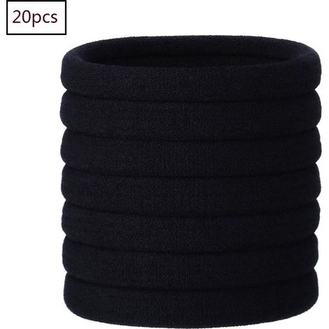 Élastique à cheveux, 20 Pièces Noir Élastique Bande de cheveux, Bandeau bandeaux Élastiques et Accessoires pour Haarfrisuren des Femmes et des Filles (1/5)