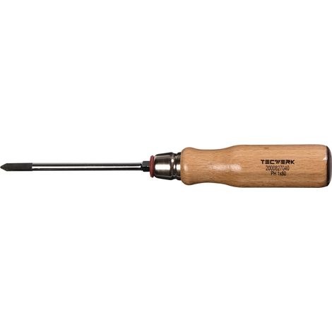 Tournevis Gr.PH 2 Lame-L.100mm Manche bois Rondelle-Ronde avec 6KT Emb.TECWERK (1/3)