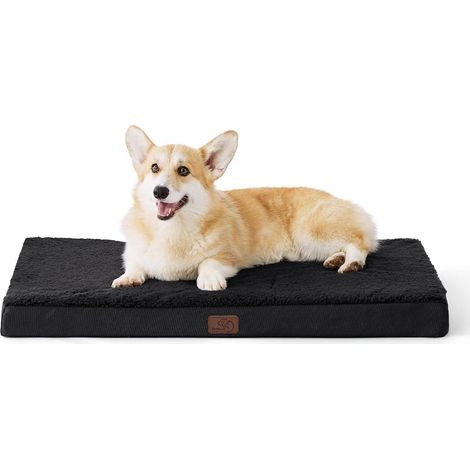 Hundebett orthopädisch mittelgroße L 89 x B 56 x H 8 cm Schwarz (1/5)