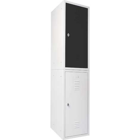 BRB Schließfachschränke-Set aus Stahlblech, HxBxT 900x415x490 mm (2 Stück, grau/anthrazit)