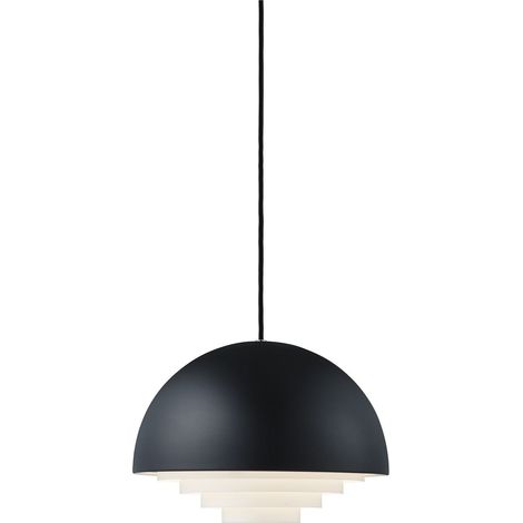 Herstal Motown - Suspension de plafond à 1 ampoule en dôme, chrome, noir, E27