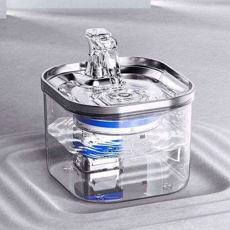 Cat Drinking Fountain, 2L Automatic Stainless Steel Cat Water Dispenser, Ultra-Quiet Pet Drinking Fountain, Dog Fountain, Water Bowl for Cats or Pets MUMU (1/4)