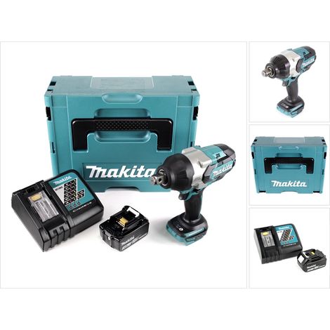 Llave de impacto sin cable Makita DTW 1001 RF1J 18V 3/4" 1050Nm sin escobillas + 1x batería recargable 3.0Ah + cargador + Makpac