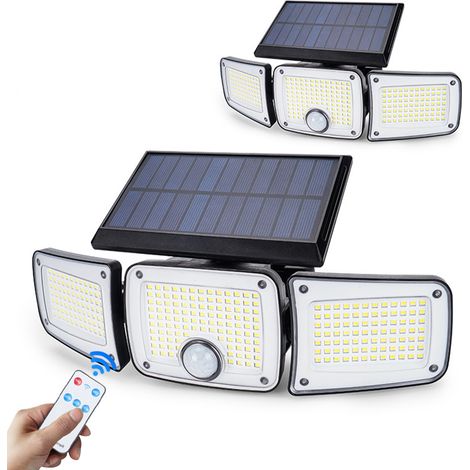 Applique solaire 3 têtes Toivize TY10305 280 LED détecteur mouvement étanche IP65 télécommande incluse éclairage extérieur puissant (1/4)