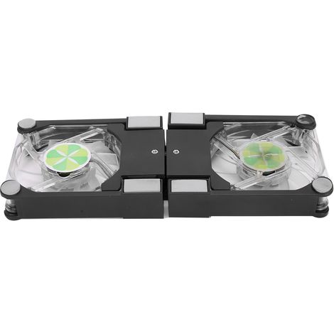 Support d'ordinateur portable rafraîchissant avec double ventilateurs LED bleue - DRS03 (Noir) (1/5)