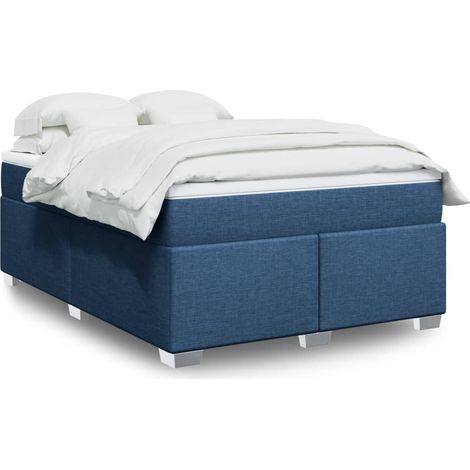 Boxspringbett mit Matratze Blau 140x200 cm Stoff (1/5)