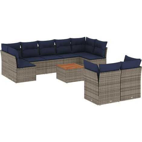 Maison Exclusive - Set Divani da Giardino 10 pz con Cuscini Grigio in Polyrattan (1/5)