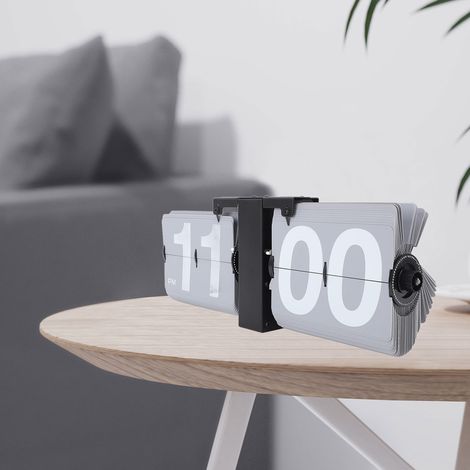 Horloge à Flip Automatique Retro PVC/Métal Couleur Noir-Gris pour Bureau/Salon Chambre (1/4)