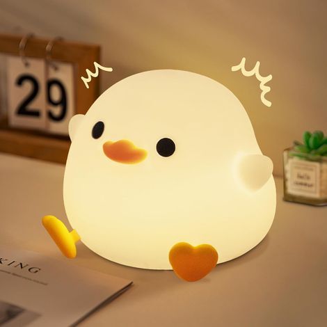 Niedliches LED-Nachtlicht in Form einer Ente, dimmbare wiederaufladbare Nachttischlampe aus Silikon, Wohnheim-Dekor, Geschenkspielzeug