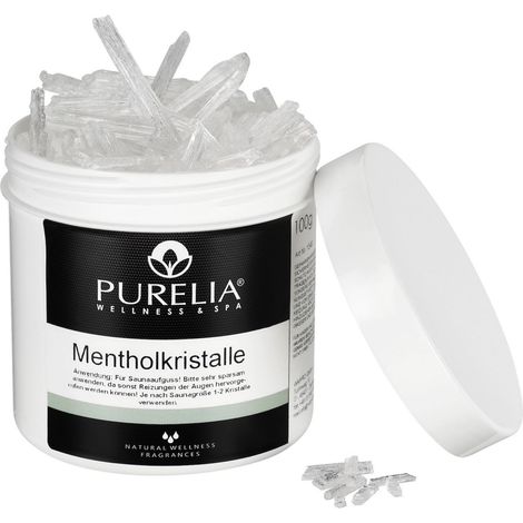 PURELIA Mentholkristalle 250g naturrein Menthol Kristalle für Sauna Aufguss