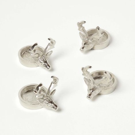 HOMESCAPES Set of 4 Stag Christmas Tea Light Holders (1/4)