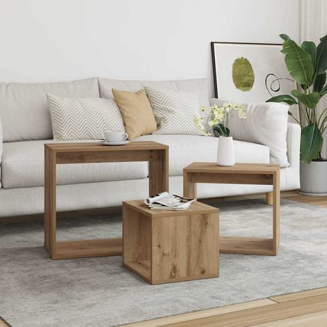 Satztische 3 Stk. Artisan-Eiche Holzwerkstoff