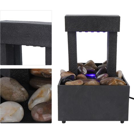 Fontaine d'intérieur LED USB avec cascade lumineuse et pierres décoratives pour bureau et maison (1/5)