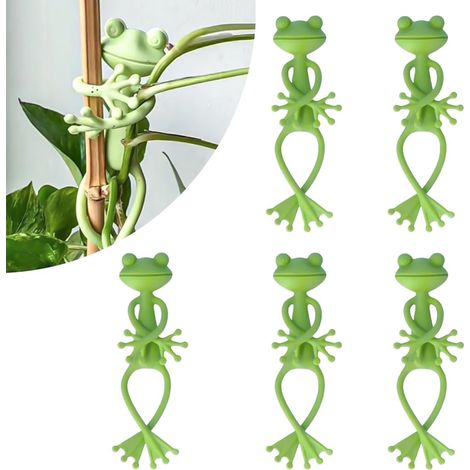 Lot de 5 supports pour plantes grimpantes en forme de grenouille verte Accessoires de décoration pour intérieur ou extérieur (1/5)