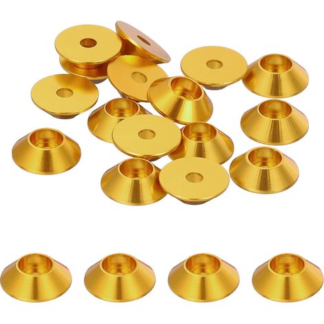 20 Pièces Rondelles à Tête Fraisée, Rondelles de Tasse M2 x 8.5 mm, Rondelle Fraisée, Rondelle Boulon En Aluminium Pour vis à tête, tige filetée, Accessoires Mécaniques, Or (1/5)