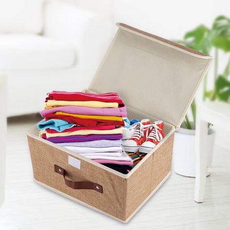 Boîte de rangement pliable en tissu pour vêtements, livres, jouets d'enfants (couleur café) (1/5)