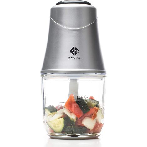 Hachoir Électrique, 3 Lames en Titane, 300W, Bol en Verre 600 ml, Multifonction, Hachoir a Viande Électrique, Coupe Légumes, Amande, Glace, Oignon (1/5)