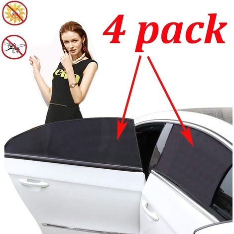 Store Soleil Pour Fenêtre De Voiture - Maille Respirante Élastique - Protection Contre Les Rayons UV Et Éblouissement - Pour Vitres Latérales Arrière - Lot De 2 (1/5)