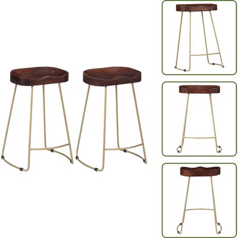 Tabourets de bar Gavin lot de 2 bois de manguier massif - Tabouret De Bar - Tabourets De Bar - Chaise De Bar - Chaises De Bar - Mobilier De Cuisine (1/5)