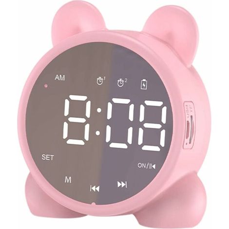 Digitaler Wecker, USB-Bluetooth-Bildschirmwecker, Kinderweckerlampe, tragbarer Bluetooth-Lautsprecher, Geschenk für Teenager-Mädchen zur Heimdekoration, Weiß, Rosa, Grün