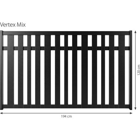 Minka Zaunserie Vertex Mix 194 x 120cm Aluminium Gartenzaun in Anthrazit