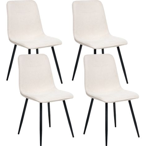 Conjunto de 4 sillas de comedor tapicería de poliéster patas de hierro negro sin reposabrazos comedor beige claro Tuscola