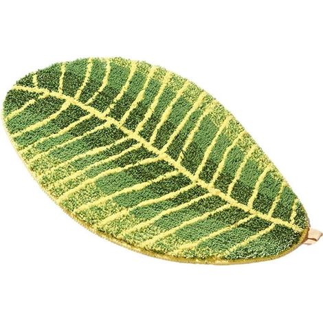 Tapis de Salle de Bain Peluche Douce - Feuilles Forme de Plancher Anti-Dérapant Absorption de l'eau Tapis pour la Chambre Cuisine Porte Baignoire 45 x 75cm-Fei Yu (1/5)