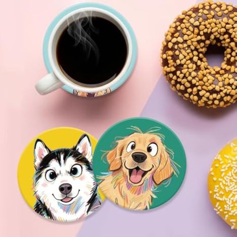 Dessous de verre à motif de chien de dessin animé pour la maison (1/5)