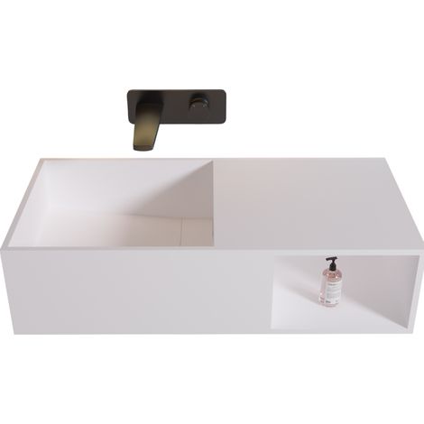 BERNSTEIN - Lavabo suspendu 80x40x20cm en fonte minérale avec espace de rangement - PB2037