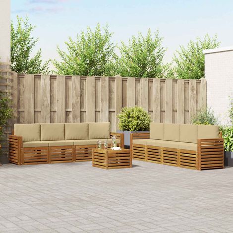 vidaXL Outdoor-Sofagarnitur 9 Stk. Natur und Beige (1/5)