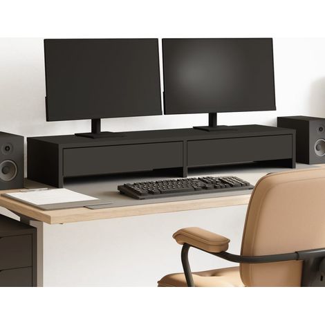 Monitorständer mit Schubladen Schwarz 100x27x15 Holzwerkstoff